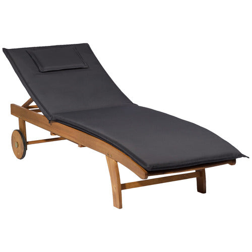 Milkcan Wheeled Outdoor Hardwood Sun Lounger - Black